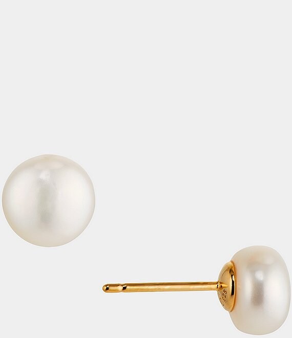 Nadri 8mm Button Freshwater Pearl Gold Stud Earrings | Dillard's