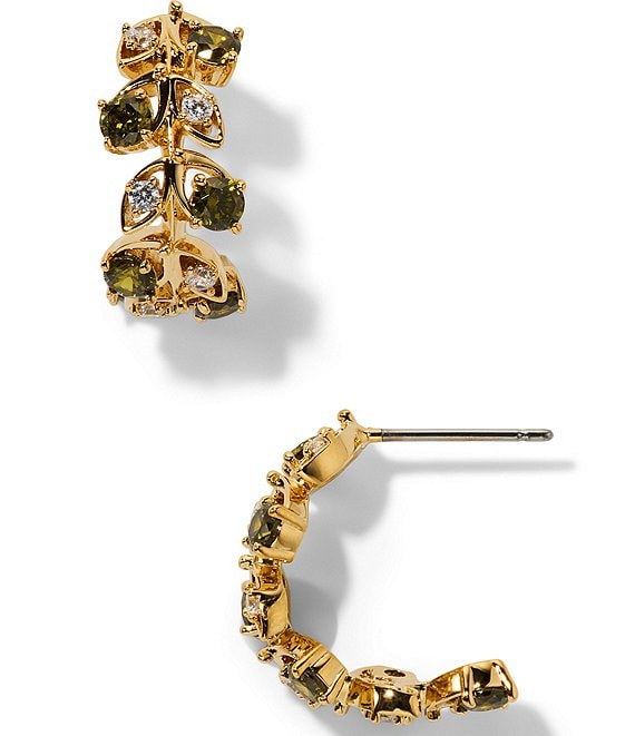 Nadri Adorn Green J Hoop Earrings