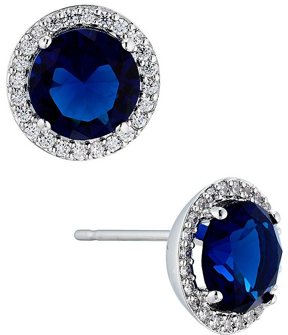 Nadri Blue Halo Crystal Stud Earrings