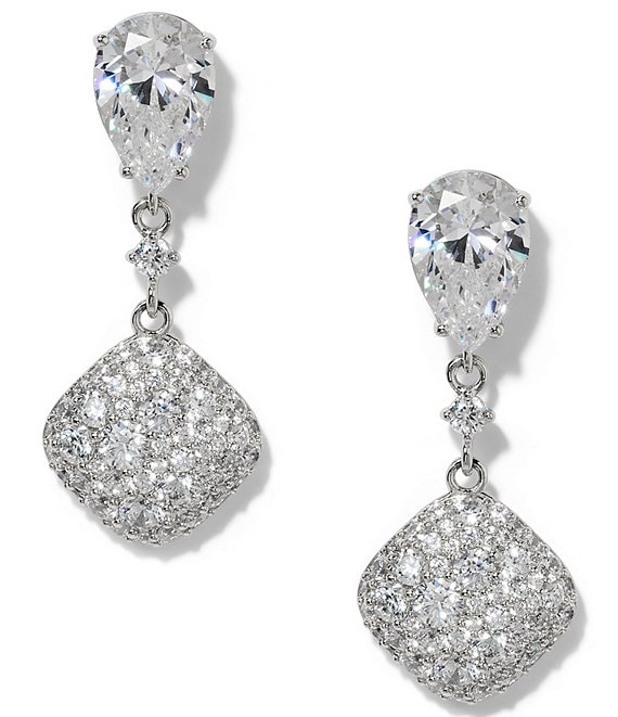 Nadri Crushed Pave Double Drop Earrings