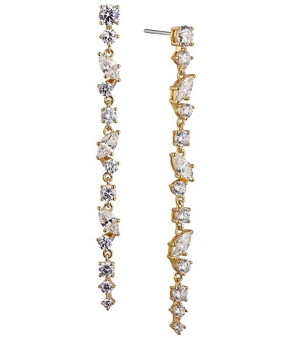 Italian Gold Tri-Gold Linear Drop Earrings in 14k Gold, White Gold and Rose  Gold, 2 inch - Macy's