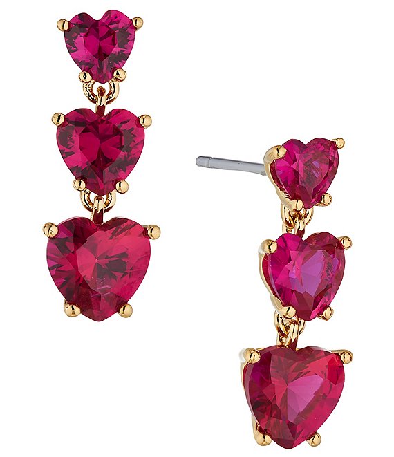 Nadri Heartbreaker Pink Heart Linear Earrings