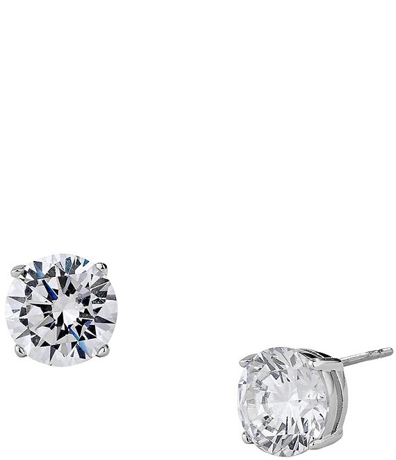 Color:SILVER/CRYSTAL - Image 1 - Large Cubic Zirconia Stud Earrings