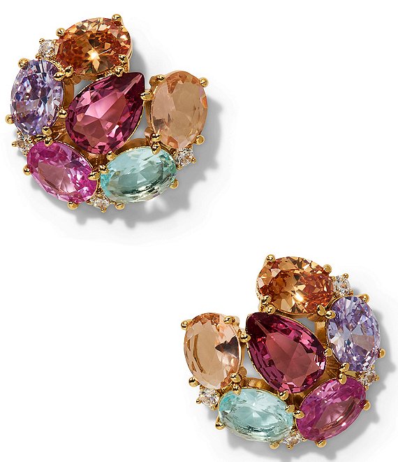 Nadri Mojito Multi Stone Button Stud Earrings