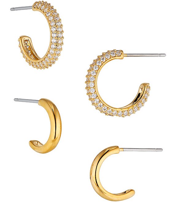 Nadri Pavtheway Duo Gold Hoop Earrings Set