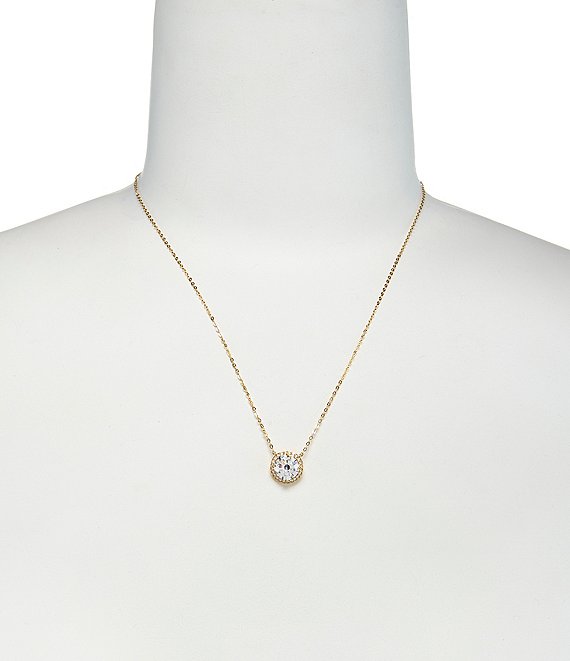 Color:Gold/Crystal - Image 1 - Round Cubic Zirconia Pendant Necklace