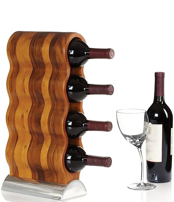 Nambe Curvo Wooden Vertical Design Wine Rack