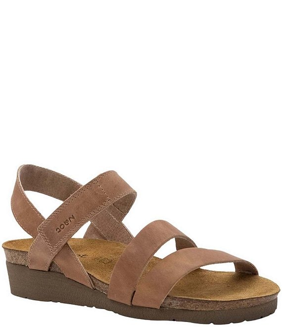 Naot Kayla Leather Hook-and-Looop Banded Wedge Sandals