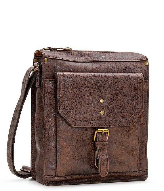 Color:Chocolate - Image 3 - Nash Tuscan II North/South Leather Crossbody Bag
