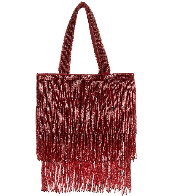 Natasha Accessories Beaded Fringe Handbag