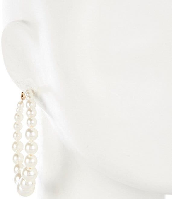 Natasha Accessories Big Statement Pearl Hoop Earrings | Dillard's