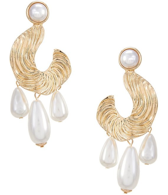 Natasha Accessories C Hoop Drop Earrings