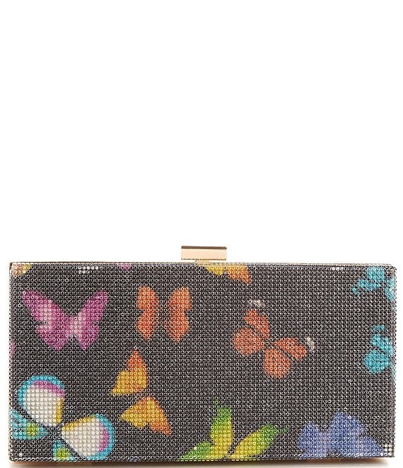 Natasha Accessories Crystal Butterfly Square Clutch Bag