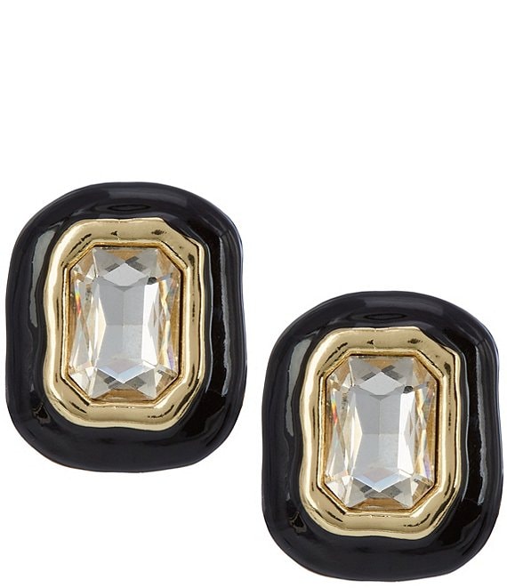 Natasha Accessories Enamel Stone Stud Statement Earrings