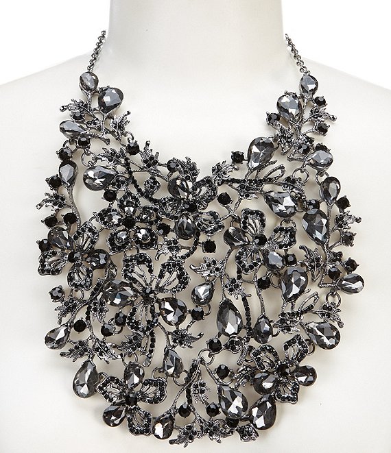 Faship Gorgeous Black Rhinestone Crystal Floral Necklace Earrings Set -  Walmart.com