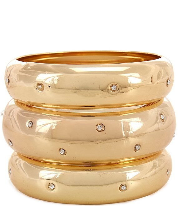 Natasha Accessories Metal Stone Bangle Bracelet Set