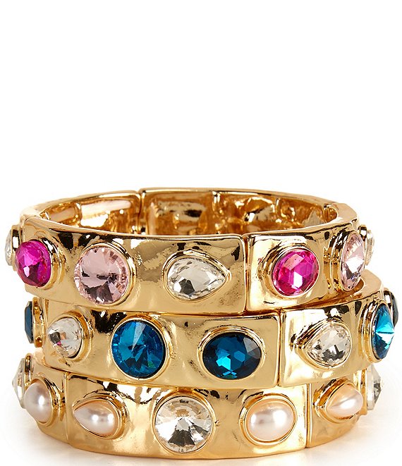 Natasha Accessories Multi Stone Bangle Bracelet Set