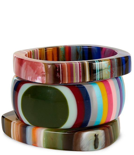Natasha Accessories Resin Stripe Bangle Bracelet Set