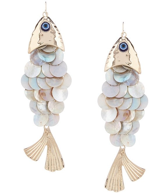 Natasha Accessories Scaly Fish Drop Earrings