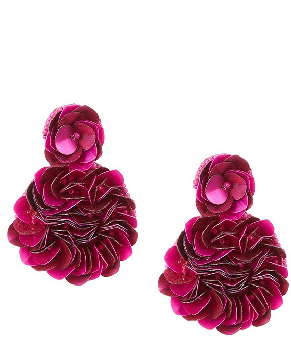 Natasha Accessories Sequin Rose Statement Drop Earrings | Dillard's
