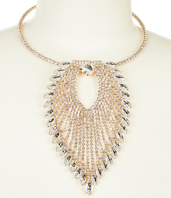 Natasha Accessories Stone Oval Collar Statement Necklace