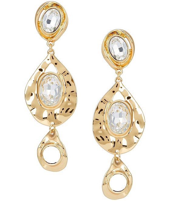 Natasha Accessories Stone Platter Teardrop Drop Statement Earrings