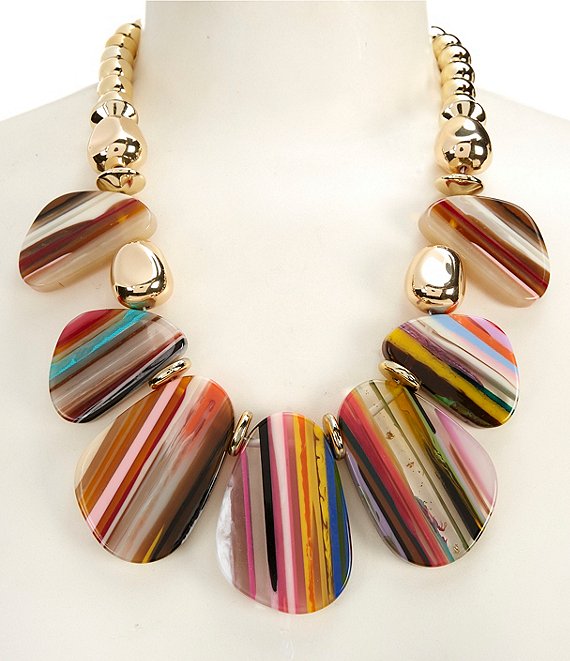 Natasha Accessories Stripe Resin Statement Necklace