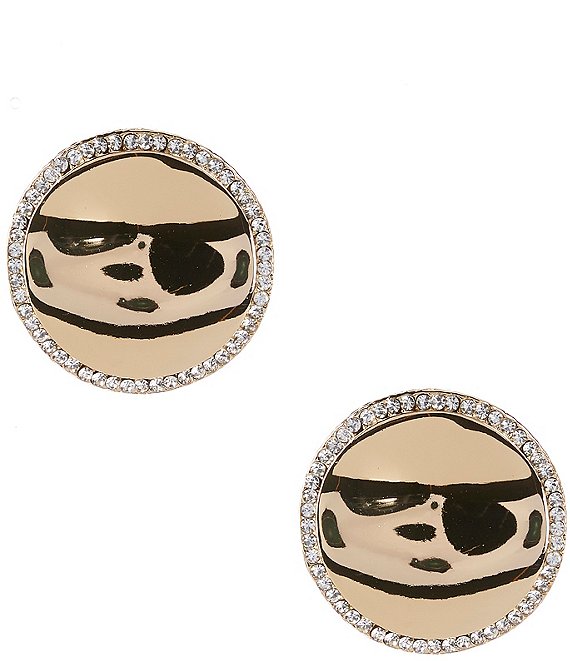 Natasha Accessories Wavy Circle Stone Drop Earrings, Gold/Crystal - Image 1