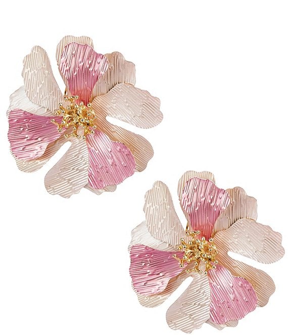 Natasha Accessories XL Paint Flower Stud Clip-On Earrings
