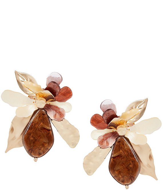 Natasha Accessories XL Resin Metal Statement Stud Earrings