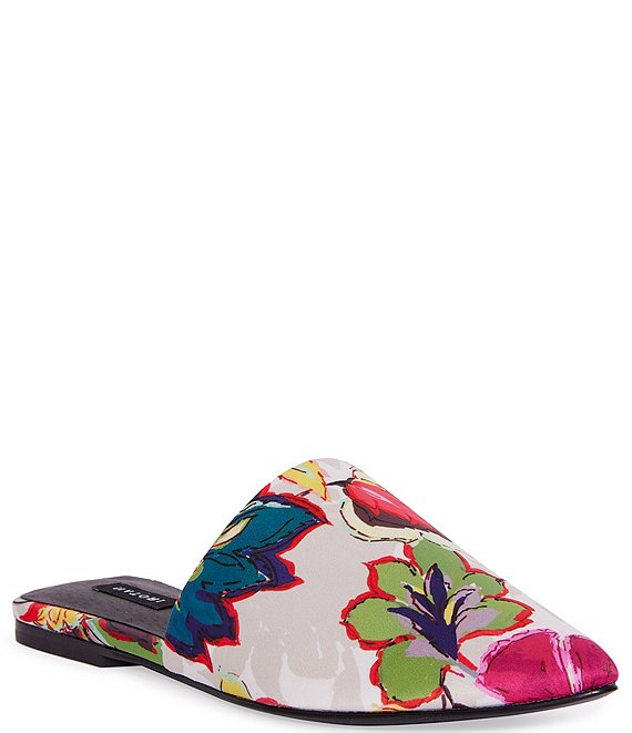 Color:Natural - Image 1 - Adore Floral Print Mule Slippers