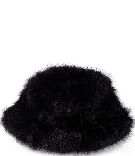 Natori Faux Fur Solid Wide Brim Bucket Hat