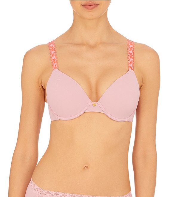 Color:Blossom/Bright Coral - Image 1 - Pure Luxe Seamless Full-Busted Underwire U-Back Contour T-Shirt Bra