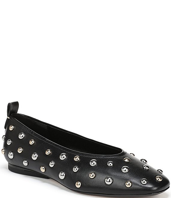 Naturalizer 27 EDIT Carla Stud Leather Square Toe Ballet Flats