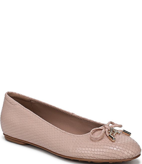 Naturalizer Ashlyn Snake Embossed Leather Bow Ballet Flats