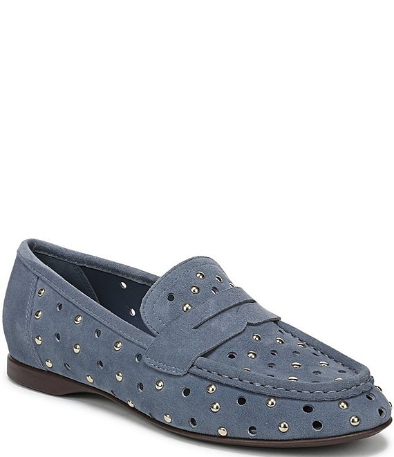 Naturalizer Bloom Perforated Suede Studded Penny Loafers
