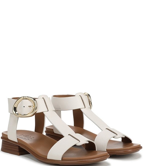 Naturalizer Brandy Leather Big Buckle Hardware T-Strap Ankle Wrap