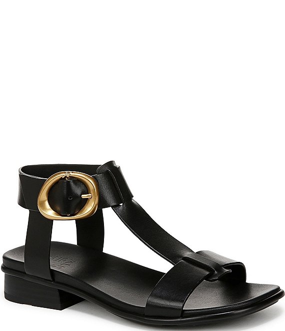 Naturalizer Brandy Leather Big Buckle Hardware T-Strap Ankle Wrap