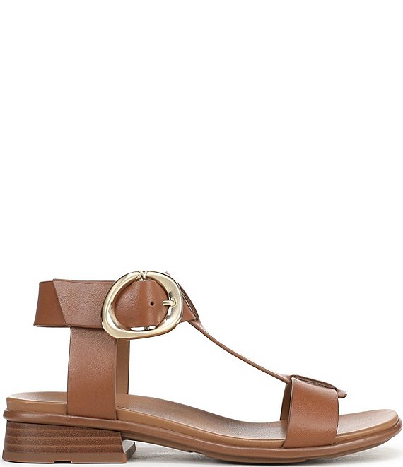 Naturalizer Brandy Leather Big Buckle Hardware T-Strap Ankle Wrap