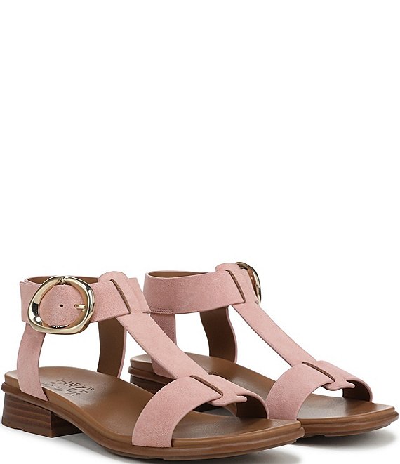 Naturalizer Brandy Suede Big Buckle Hardware T-Strap Ankle Wrap