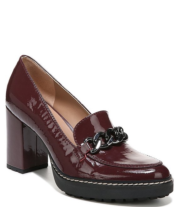 link detail patent leather loafers