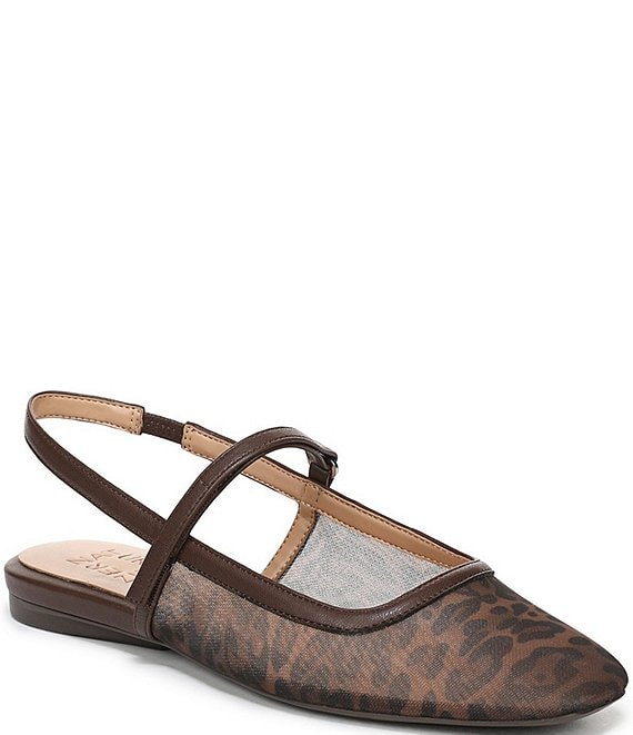 Naturalizer Connie Leopard Mesh Slingback Mary Jane Square Toe Ballet Flat Mules
