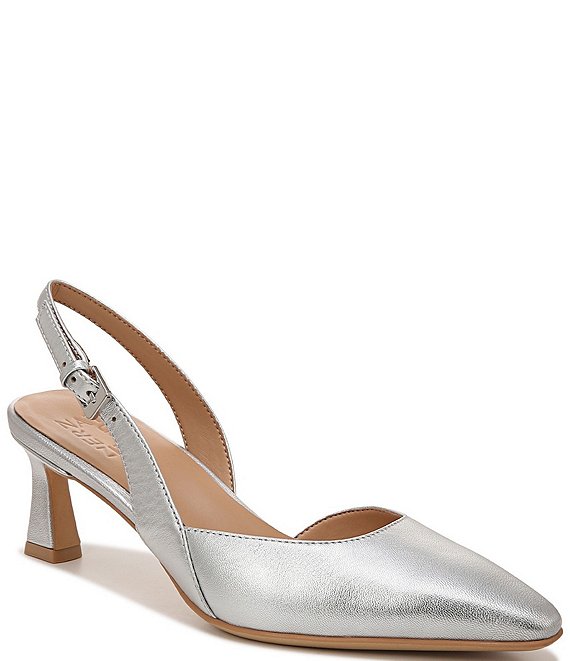 Color:Silver Leather - Image 1 - Dalary Leather Slingback Dress Pumps