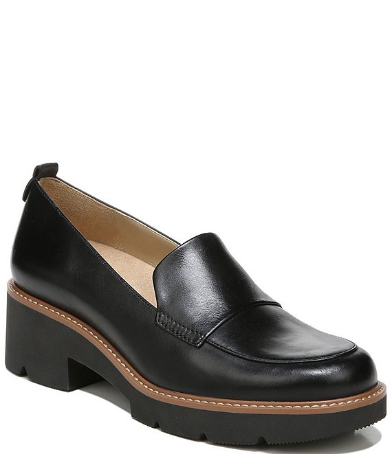 Color:Black - Image 1 - Darry Leather Lug Sole Loafers