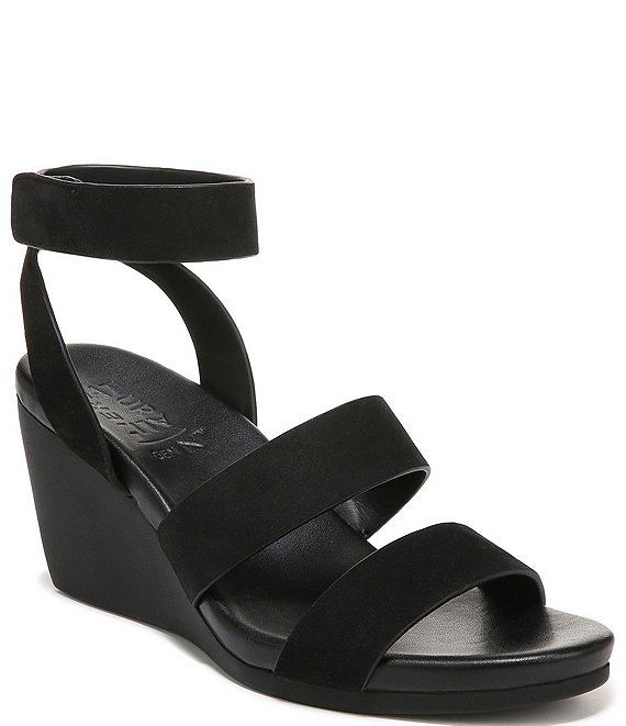Color:Black - Image 1 - Genn-Ignite Nubuck Ankle Strap Casual Wedge Sandals