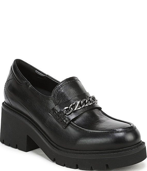 Naturalizer Jolee Leather Lug Sole Chain Loafers