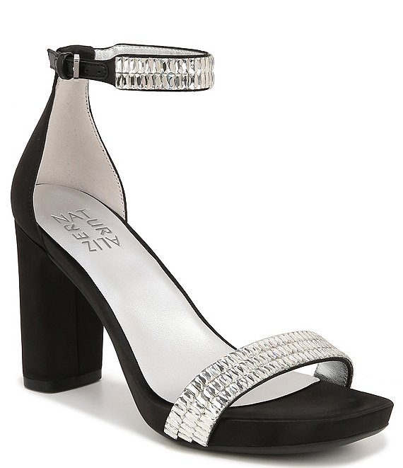Amazon.com: Delicious Women Rhinestone Embellished Ankle Strap Block Heel  Sandals Black 6 : Everything Else