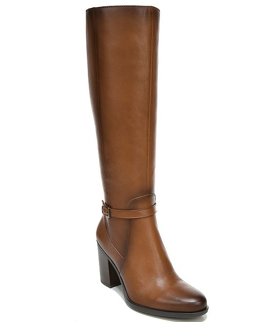 Color:Cider Spice Wide Calf - Image 1 - Kalina Wide Calf Leather Tall Shaft Boots
