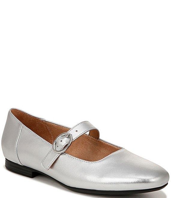 Color:Silver - Image 1 - Kelly Leather Mary Jane Flats