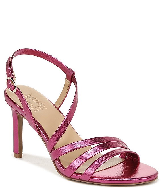 Color:Fuchsia - Image 1 - Kimberly Strappy Metallic Leather Dress Sandals